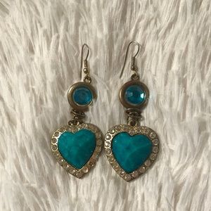 Turquoise heart hanging earrings